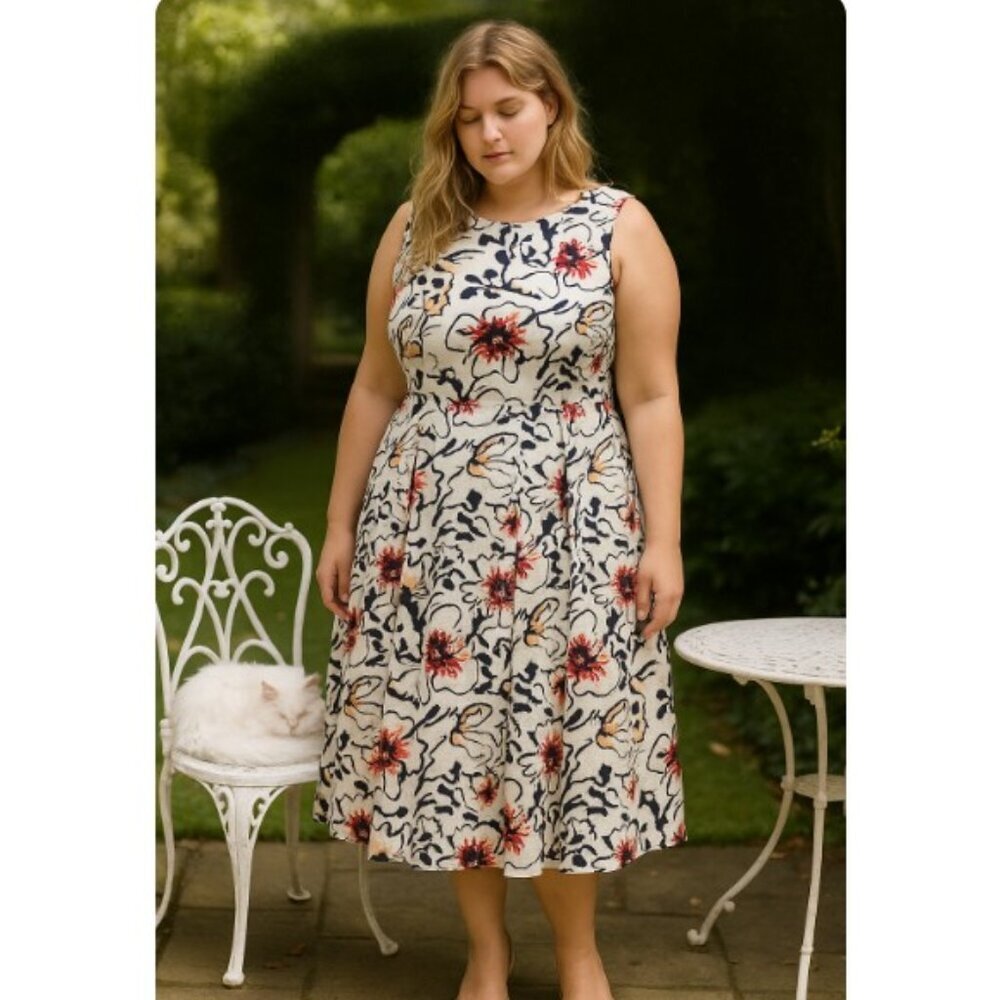 Karl Lagerfeld White Floral Fit-and-Flare Dress - Picture 4 of 14